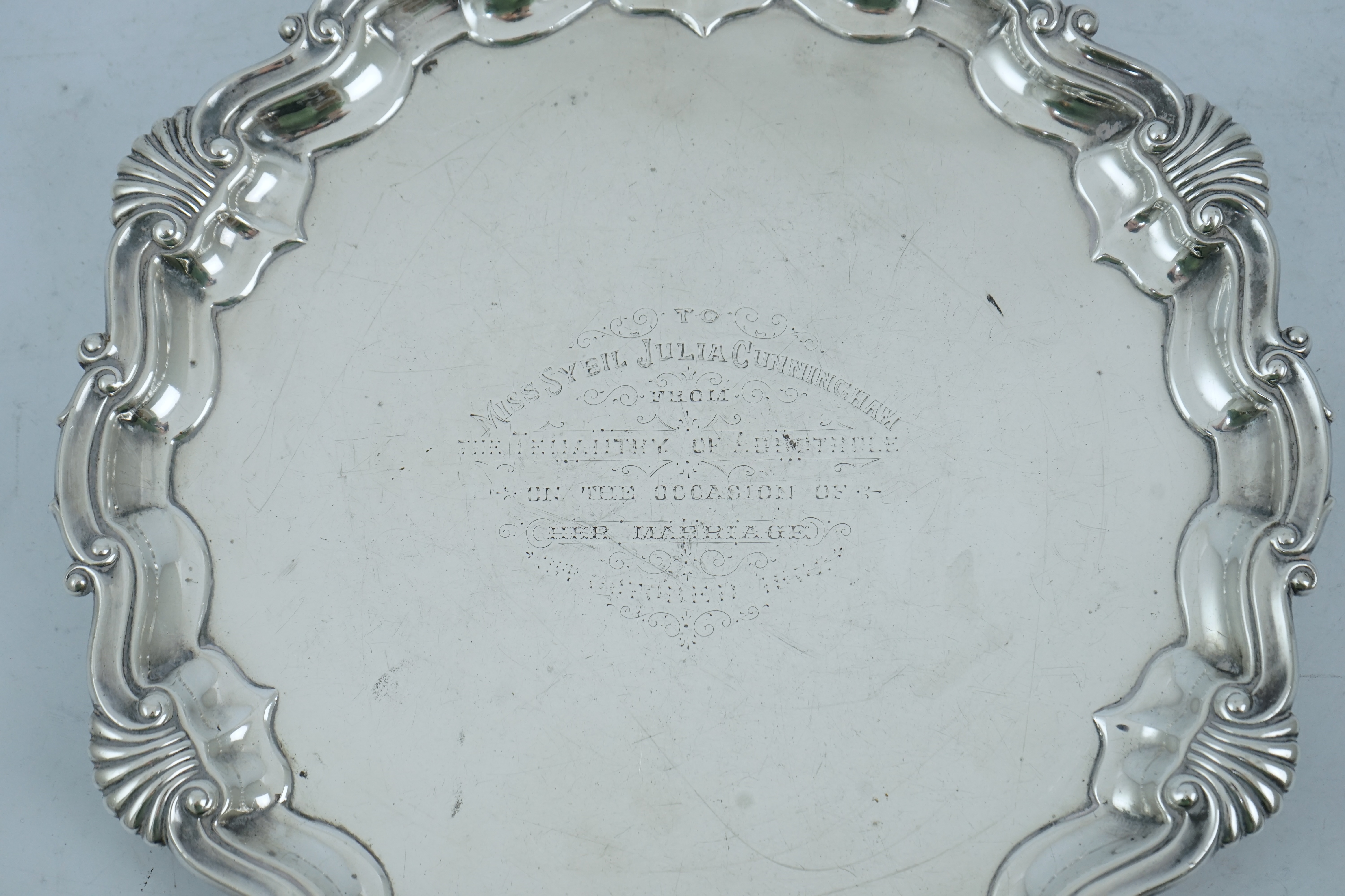 A late Victorian silver salver, by Martin, Hall & Co